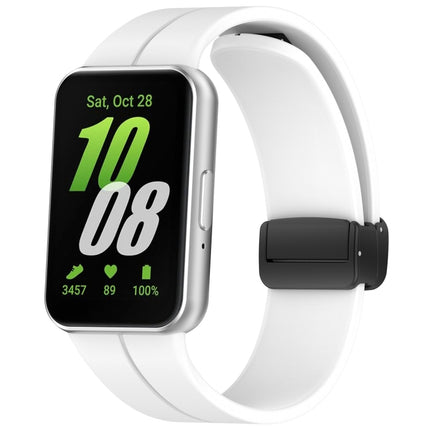 For Samsung Galaxy Fit 3 SM-R390 Magnetic Folding Buckle Silicone Watch Band, Wine Red, Dark Gray, Orange, Black, Midnight Blue, Dark Green, Green, Starlight, Pink, White - DealBuddy