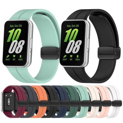 For Samsung Galaxy Fit 3 SM-R390 Magnetic Folding Buckle Silicone Watch Band, Wine Red, Dark Gray, Orange, Black, Midnight Blue, Dark Green, Green, Starlight, Pink, White - DealBuddy
