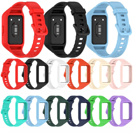 For Samsung Galaxy Fit 3 Integrated TPU Watch Band, Red, Black, White, Orange, Beige, Pink, Cyan, Sky Blue, Dark Green, Dark Blue, Green, Purple - DealBuddy
