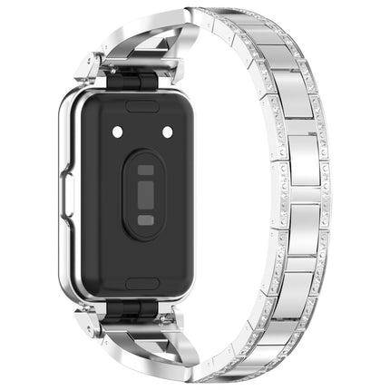 For Samsung Galaxy Fit 3 X Shaped Dual Row Diamond Metal Frame Watch Band