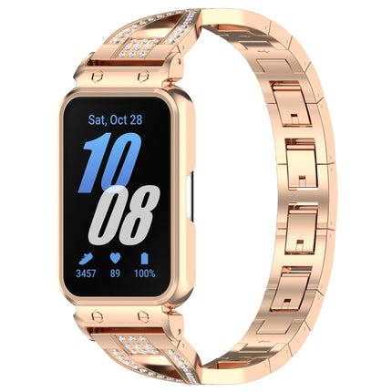 For Samsung Galaxy Fit 3 X Shaped Dual Row Diamond Metal Frame Watch Band
