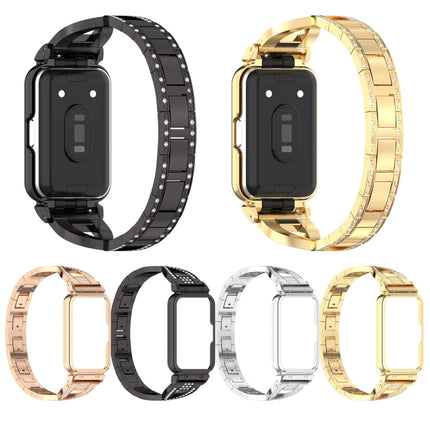 For Samsung Galaxy Fit 3 X Shaped Dual Row Diamond Metal Frame Watch Band