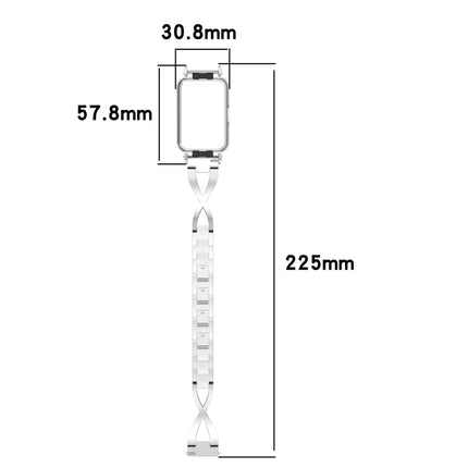 For Samsung Galaxy Fit 3 X Shaped Dual Row Diamond Metal Frame Watch Band, Silver, Black, Gold, Rose Gold - DealBuddy