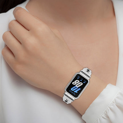 For Samsung Galaxy Fit 3 X Shaped Dual Row Diamond Metal Frame Watch Band