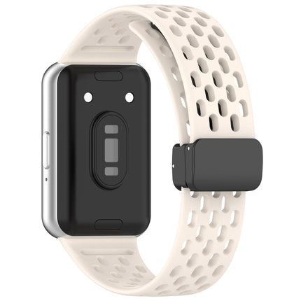 For Samsung Galaxy Fit 3 Hole Style Magnetic Folding Buckle Silicone Watch Band, Starlight, White, Pink, Midnight Blue, Dark Green, Light Gray, Yellow, Red, Black, Blue, Orange, Purple - DealBuddy