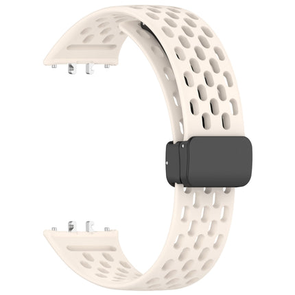 For Samsung Galaxy Fit 3 Hole Style Magnetic Folding Buckle Silicone Watch Band, Starlight, White, Pink, Midnight Blue, Dark Green, Light Gray, Yellow, Red, Black, Blue, Orange, Purple - DealBuddy