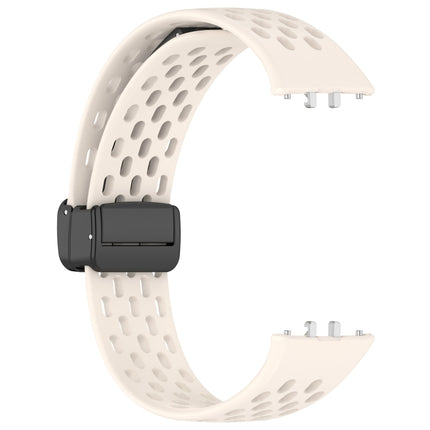 For Samsung Galaxy Fit 3 Hole Style Magnetic Folding Buckle Silicone Watch Band, Starlight, White, Pink, Midnight Blue, Dark Green, Light Gray, Yellow, Red, Black, Blue, Orange, Purple - DealBuddy