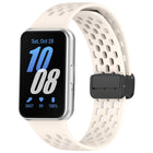 For Samsung Galaxy Fit 3 Hole Style Magnetic Folding Buckle Silicone Watch Band, Starlight, White, Pink, Midnight Blue, Dark Green, Light Gray, Yellow, Red, Black, Blue, Orange, Purple - DealBuddy