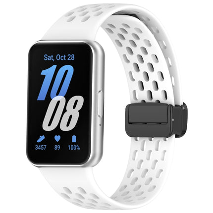 For Samsung Galaxy Fit 3 Hole Style Magnetic Folding Buckle Silicone Watch Band, Starlight, White, Pink, Midnight Blue, Dark Green, Light Gray, Yellow, Red, Black, Blue, Orange, Purple - DealBuddy
