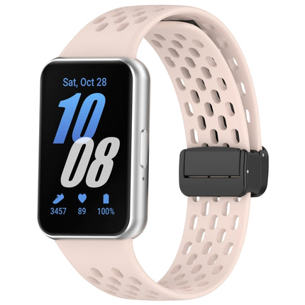 For Samsung Galaxy Fit 3 Hole Style Magnetic Folding Buckle Silicone Watch Band, Starlight, White, Pink, Midnight Blue, Dark Green, Light Gray, Yellow, Red, Black, Blue, Orange, Purple - DealBuddy