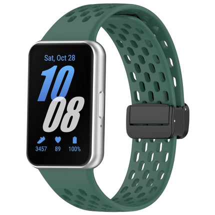 For Samsung Galaxy Fit 3 Hole Style Magnetic Folding Buckle Silicone Watch Band, Starlight, White, Pink, Midnight Blue, Dark Green, Light Gray, Yellow, Red, Black, Blue, Orange, Purple - DealBuddy