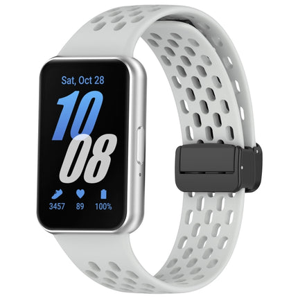 For Samsung Galaxy Fit 3 Hole Style Magnetic Folding Buckle Silicone Watch Band, Starlight, White, Pink, Midnight Blue, Dark Green, Light Gray, Yellow, Red, Black, Blue, Orange, Purple - DealBuddy
