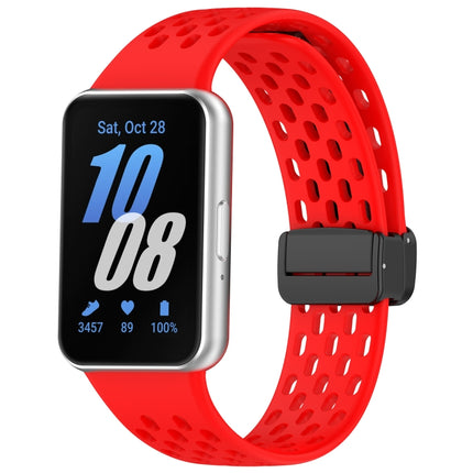 For Samsung Galaxy Fit 3 Hole Style Magnetic Folding Buckle Silicone Watch Band, Starlight, White, Pink, Midnight Blue, Dark Green, Light Gray, Yellow, Red, Black, Blue, Orange, Purple - DealBuddy