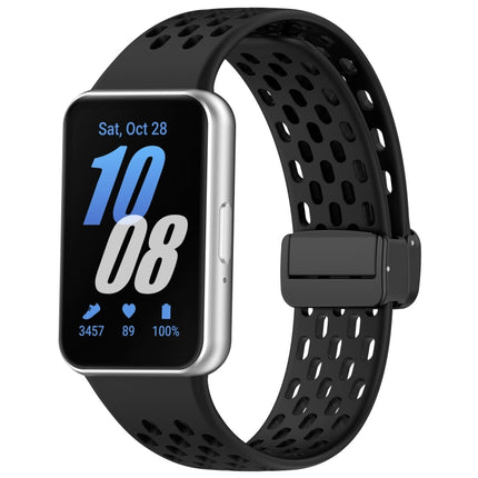 For Samsung Galaxy Fit 3 Hole Style Magnetic Folding Buckle Silicone Watch Band, Starlight, White, Pink, Midnight Blue, Dark Green, Light Gray, Yellow, Red, Black, Blue, Orange, Purple - DealBuddy