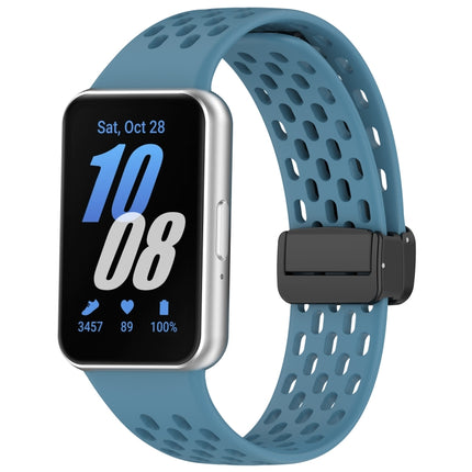 For Samsung Galaxy Fit 3 Hole Style Magnetic Folding Buckle Silicone Watch Band, Starlight, White, Pink, Midnight Blue, Dark Green, Light Gray, Yellow, Red, Black, Blue, Orange, Purple - DealBuddy