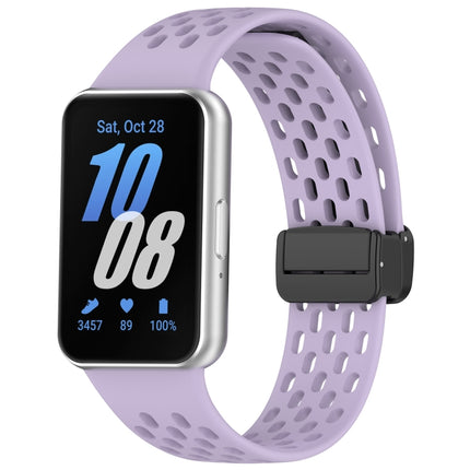 For Samsung Galaxy Fit 3 Hole Style Magnetic Folding Buckle Silicone Watch Band, Starlight, White, Pink, Midnight Blue, Dark Green, Light Gray, Yellow, Red, Black, Blue, Orange, Purple - DealBuddy