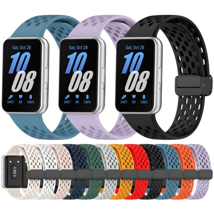 For Samsung Galaxy Fit 3 Hole Style Magnetic Folding Buckle Silicone Watch Band, Starlight, White, Pink, Midnight Blue, Dark Green, Light Gray, Yellow, Red, Black, Blue, Orange, Purple - DealBuddy
