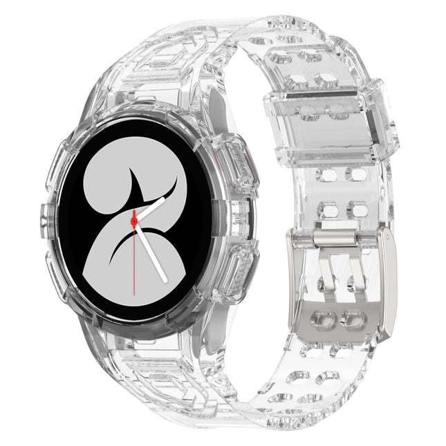 For Samsung Galaxy Watch FE / Watch6 / Watch6 Classic Armored TPU Integrated Watch Band, Transparent White, Transparent Black, Transparent Pink, Transparent Blue, Transparent Orange, Transparent Green, Black, Blue, Red, Pink, Ivory White, Coffee, Orange - DealBuddy