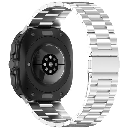 For Samsung Galaxy Watch Ultra 47mm Three Beads Stainless Steel Metal Watch Band, Silver, Black, Gold, Rose Gold - DealBuddy