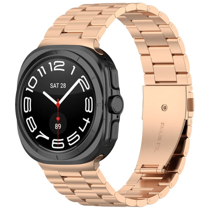For Samsung Galaxy Watch Ultra 47mm Three Beads Stainless Steel Metal Watch Band, Silver, Black, Gold, Rose Gold - DealBuddy