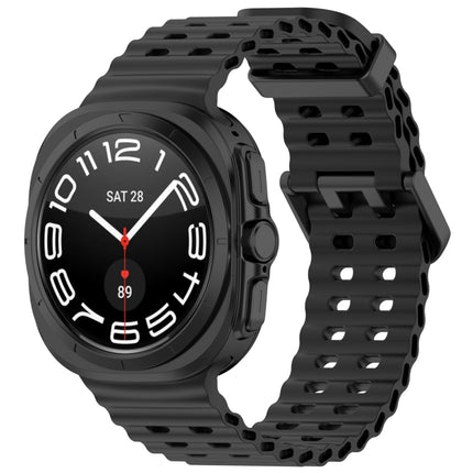 For Samsung Galaxy Watch Ultra 47mm Ocean Hole Dual Buckle Silicone Watch Band, Rock Blue, Pink, Starlight, Dark Blue, Sky Blue, Dark Green, Wine Red, Gray Green, Black, Dark Gray, Orange, White - DealBuddy