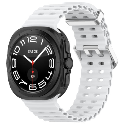 For Samsung Galaxy Watch Ultra 47mm Ocean Hole Dual Buckle Silicone Watch Band, Rock Blue, Pink, Starlight, Dark Blue, Sky Blue, Dark Green, Wine Red, Gray Green, Black, Dark Gray, Orange, White - DealBuddy