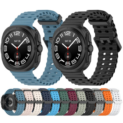 For Samsung Galaxy Watch Ultra 47mm Ocean Hole Dual Buckle Silicone Watch Band, Rock Blue, Pink, Starlight, Dark Blue, Sky Blue, Dark Green, Wine Red, Gray Green, Black, Dark Gray, Orange, White - DealBuddy