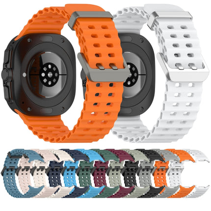 For Samsung Galaxy Watch Ultra 47mm Ocean Hole Dual Buckle Silicone Watch Band, Rock Blue, Pink, Starlight, Dark Blue, Sky Blue, Dark Green, Wine Red, Gray Green, Black, Dark Gray, Orange, White - DealBuddy