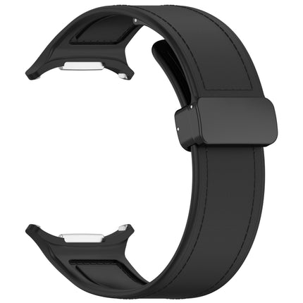 For Samsung Galaxy Watch Ultra 47mm Magnetic Folding Buckle Silicone Leather Watch Band, Black, Gray, Orange, Green, Light Brown, Dark Blue - DealBuddy