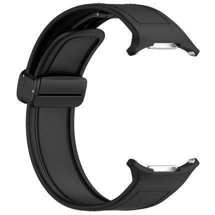For Samsung Galaxy Watch Ultra 47mm Magnetic Folding Buckle Silicone Leather Watch Band, Black, Gray, Orange, Green, Light Brown, Dark Blue - DealBuddy