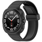 For Samsung Galaxy Watch Ultra 47mm Magnetic Folding Buckle Silicone Leather Watch Band, Black, Gray, Orange, Green, Light Brown, Dark Blue - DealBuddy