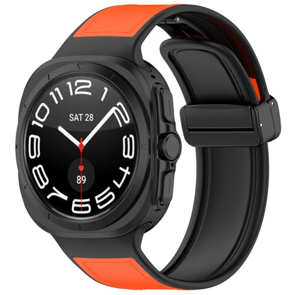 For Samsung Galaxy Watch Ultra 47mm Magnetic Folding Buckle Silicone Leather Watch Band, Black, Gray, Orange, Green, Light Brown, Dark Blue - DealBuddy