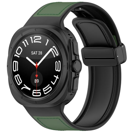 For Samsung Galaxy Watch Ultra 47mm Magnetic Folding Buckle Silicone Leather Watch Band, Black, Gray, Orange, Green, Light Brown, Dark Blue - DealBuddy