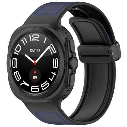 For Samsung Galaxy Watch Ultra 47mm Magnetic Folding Buckle Silicone Leather Watch Band, Black, Gray, Orange, Green, Light Brown, Dark Blue - DealBuddy