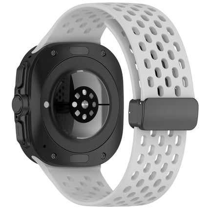 For Samsung Galaxy Watch Ultra 47mm Hole Style Magnetic Folding Buckle Silicone Watch Band