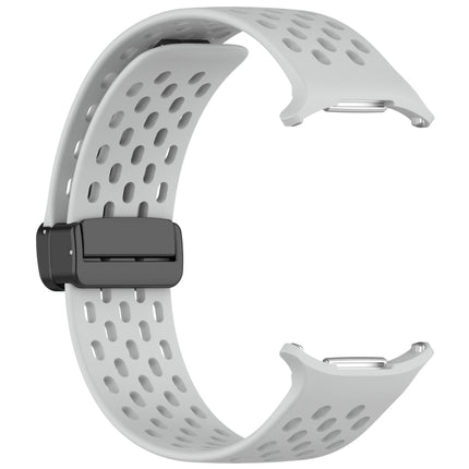 For Samsung Galaxy Watch Ultra 47mm Hole Style Magnetic Folding Buckle Silicone Watch Band, Light Gray, Black, Starlight, Pink, Orange, Dark Blue, Dark Green, White - DealBuddy