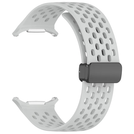 For Samsung Galaxy Watch Ultra 47mm Hole Style Magnetic Folding Buckle Silicone Watch Band