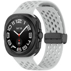 For Samsung Galaxy Watch Ultra 47mm Hole Style Magnetic Folding Buckle Silicone Watch Band, Light Gray, Black, Starlight, Pink, Orange, Dark Blue, Dark Green, White - DealBuddy