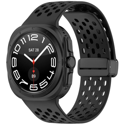 For Samsung Galaxy Watch Ultra 47mm Hole Style Magnetic Folding Buckle Silicone Watch Band
