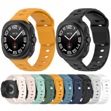 For Samsung Galaxy Watch Ultra 47mm Solid Color Reverse Buckle Silicone Watch Band, Black, White, Blue, Yellow, Light Gray, Dark Green, Cyan, Dark Blue, Starlight, Pink - DealBuddy