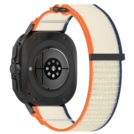 For Samsung Galaxy Watch Ultra 47mm Hook and Loop Fastener Loop Nylon Watch Band, Orange+Beige, Pink+Purple, Black+Gray, Yellow+Gray, Blue+Gray, Green+Grey, Dark Green - DealBuddy