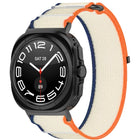 For Samsung Galaxy Watch Ultra 47mm Hook and Loop Fastener Loop Nylon Watch Band, Orange+Beige, Pink+Purple, Black+Gray, Yellow+Gray, Blue+Gray, Green+Grey, Dark Green - DealBuddy