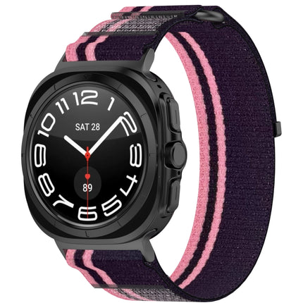 For Samsung Galaxy Watch Ultra 47mm Hook and Loop Fastener Loop Nylon Watch Band, Orange+Beige, Pink+Purple, Black+Gray, Yellow+Gray, Blue+Gray, Green+Grey, Dark Green - DealBuddy