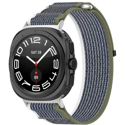 For Samsung Galaxy Watch Ultra 47mm Hook and Loop Fastener Loop Nylon Watch Band, Orange+Beige, Pink+Purple, Black+Gray, Yellow+Gray, Blue+Gray, Green+Grey, Dark Green - DealBuddy