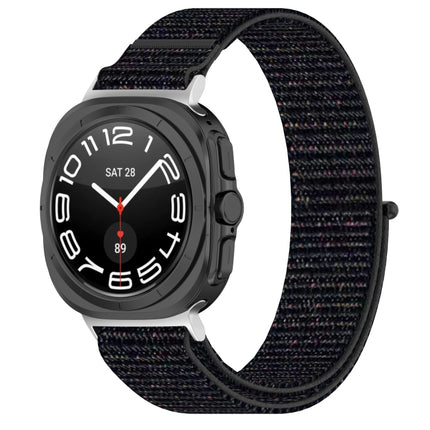 For Samsung Galaxy Watch Ultra 47mm Loop Nylon Hook and Loop Fastener Watch Band, Black, Blue Ocean, Rainbow, Seashell Color, Sea Blue, Gray Blue, Khaki Yellow, Dark Blue, Lime - DealBuddy