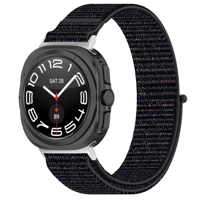 For Samsung Galaxy Watch Ultra 47mm Loop Nylon Hook and Loop Fastener Watch Band, Black, Blue Ocean, Rainbow, Seashell Color, Sea Blue, Gray Blue, Khaki Yellow, Dark Blue, Lime - DealBuddy