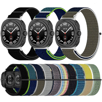 For Samsung Galaxy Watch Ultra 47mm Loop Nylon Hook and Loop Fastener Watch Band, Black, Blue Ocean, Rainbow, Seashell Color, Sea Blue, Gray Blue, Khaki Yellow, Dark Blue, Lime - DealBuddy