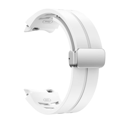Richard Magnetic Folding Silver Buckle Silicone Watch Band, For Sansung Galaxy Watch 5 Pro 45mm, For Samsung Galaxy Watch 7 40 / 44mm, For Samsung Galaxy Watch 6 Classic 43 / 47mm - DealBuddy