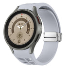 Richard Magnetic Folding Silver Buckle Silicone Watch Band, For Sansung Galaxy Watch 5 Pro 45mm, For Samsung Galaxy Watch 7 40 / 44mm, For Samsung Galaxy Watch 6 Classic 43 / 47mm - DealBuddy
