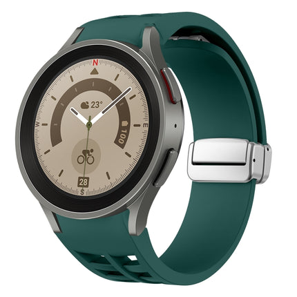 Richard Magnetic Folding Silver Buckle Silicone Watch Band, For Sansung Galaxy Watch 5 Pro 45mm, For Samsung Galaxy Watch 7 40 / 44mm, For Samsung Galaxy Watch 6 Classic 43 / 47mm - DealBuddy